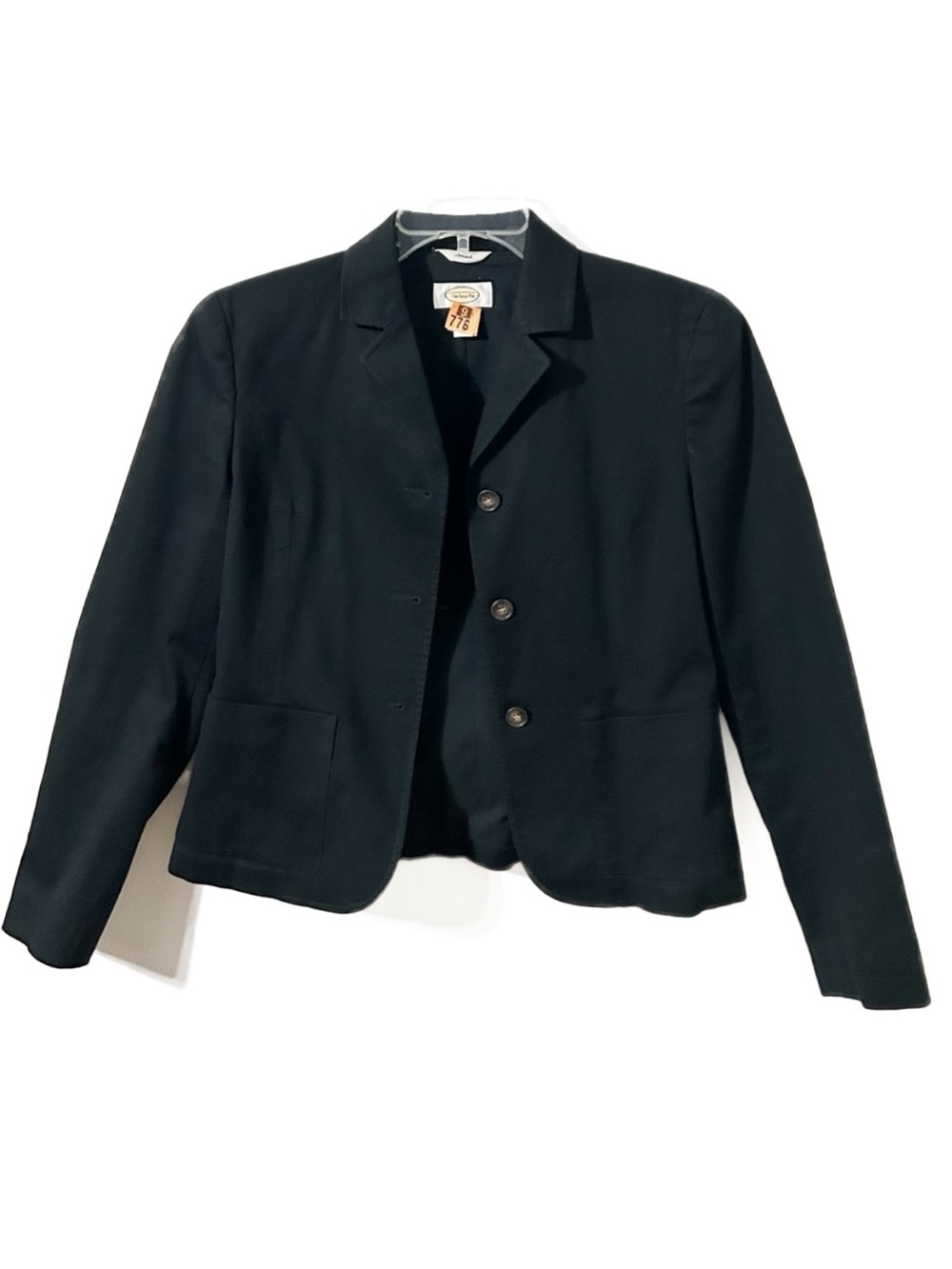 Talbots Cotton Blend Three Button Front Classic Blazer Fully Lined Notched Lapel